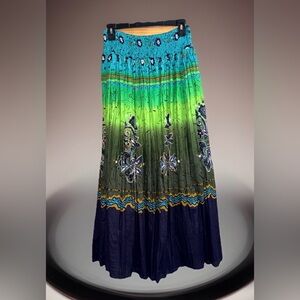NwoT Pink Apple Women’s Vibrant Floral Maxi Skirt-Green & Blue-S-See last pic